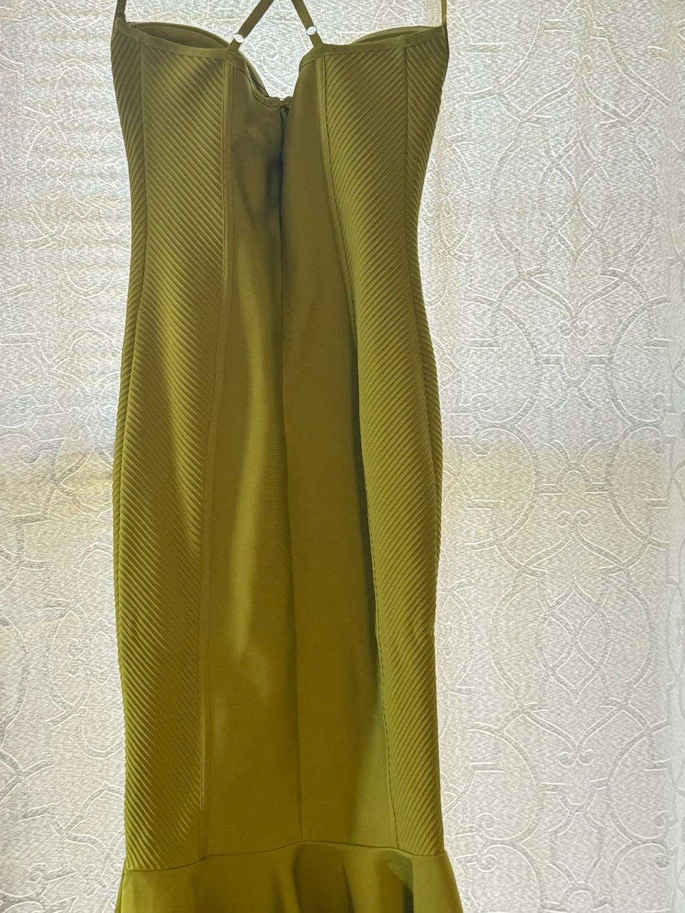 Fashion Nova Chartreuse Halter Mermaid Bodycon Dress - Picture 5 of 6